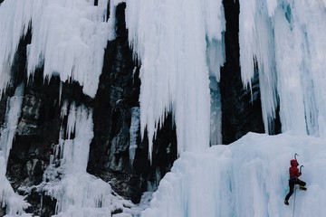 ice climber in the mountains