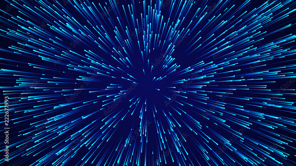 Aufkleber Abstract circular speed background. Starburst dynamic lines pattern. Abstract data flow background. 3D rendering.