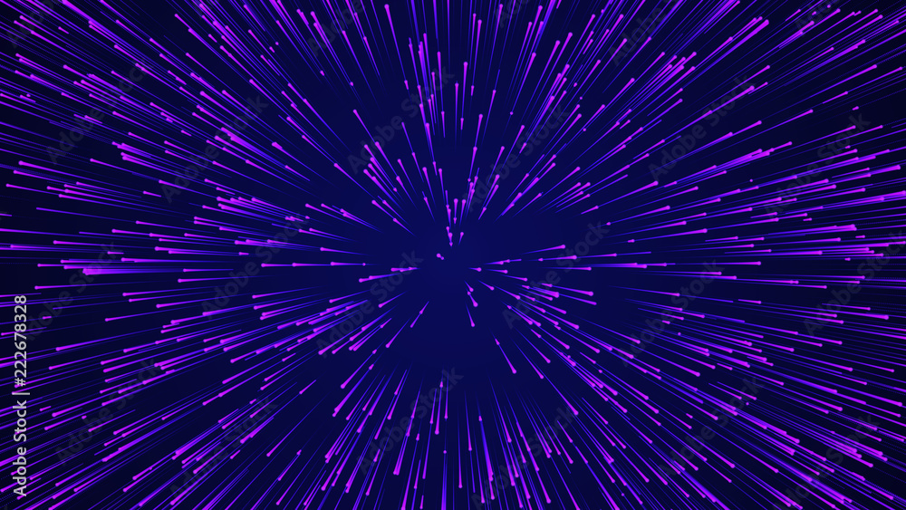Poster Abstract circular speed background. Starburst dynamic lines pattern. Abstract data flow background. 3D rendering.