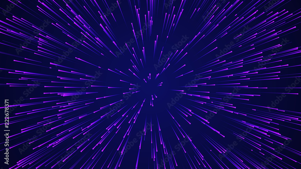 Poster Abstract circular speed background. Starburst dynamic lines pattern. Abstract data flow background. 3D rendering.