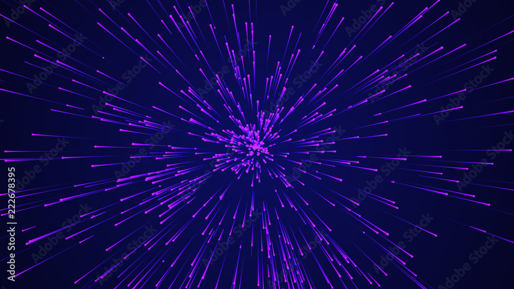 Aufkleber Abstract circular speed background. Starburst dynamic lines pattern. Abstract data flow background. 3D rendering.