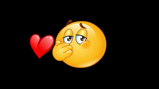 Animation of a male emoticon blowing a kiss including alpha channel