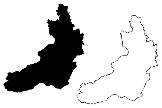 Outline Map Of Moscow With Flag. Regions Of Russia. Vector Illustration. Royalty