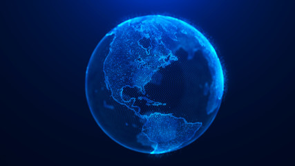 Global planet background. Global network planet Earth. 3D rendering. World map point. © Oleksii