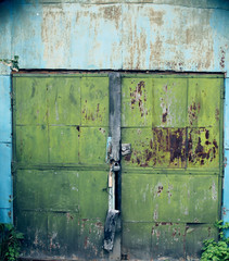 old rusty metal  background / old garage doors