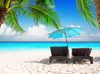 Beach chairs with umbrella
