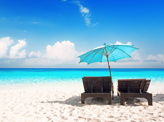 Beach chairs with umbrella