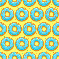 Fototapeta premium Seamless background with blue donuts