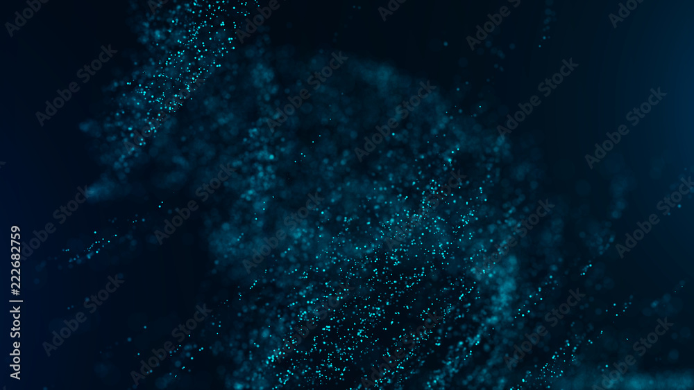 Poster Big data visualization. Digital background. Analytics representation. Wave of particles. 4k rendering.