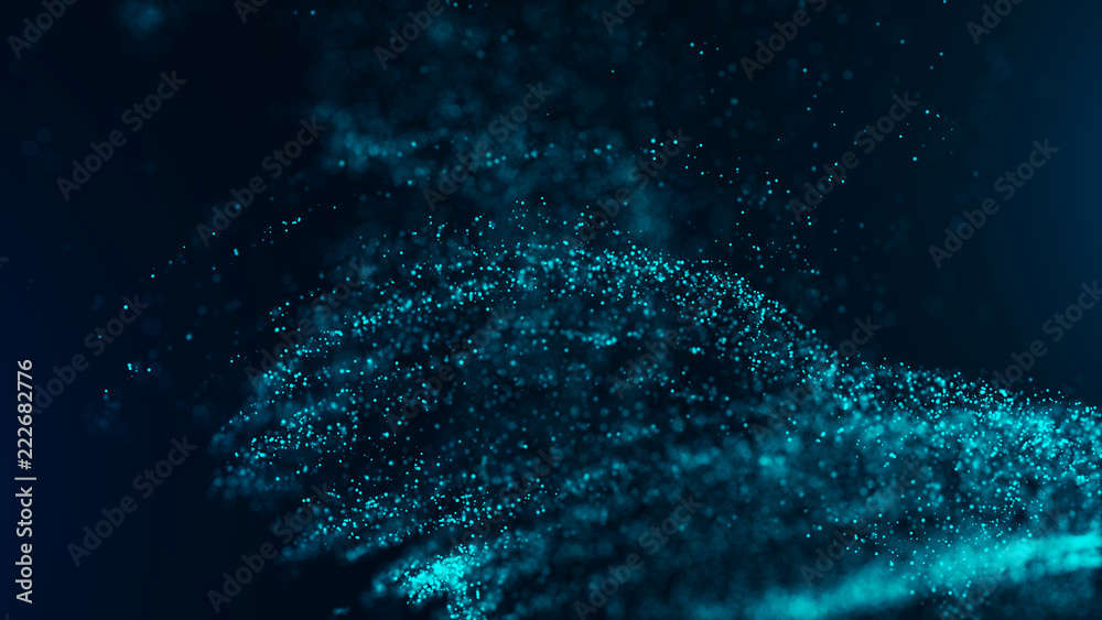 Fototapete Big data visualization. Digital background. Analytics representation. Wave of particles. 4k rendering.