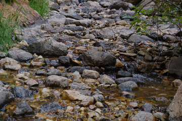 rock path with flowing water