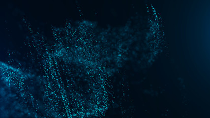 Big data visualization. Digital background. Analytics representation. Wave of particles. 4k rendering.