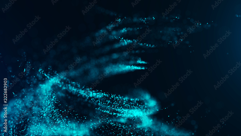 Fototapete Big data visualization. Digital background. Analytics representation. Wave of particles. 4k rendering.