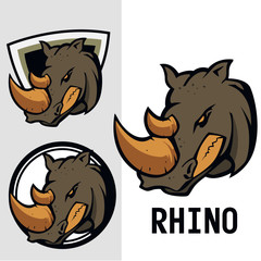 set of rhino vector logo