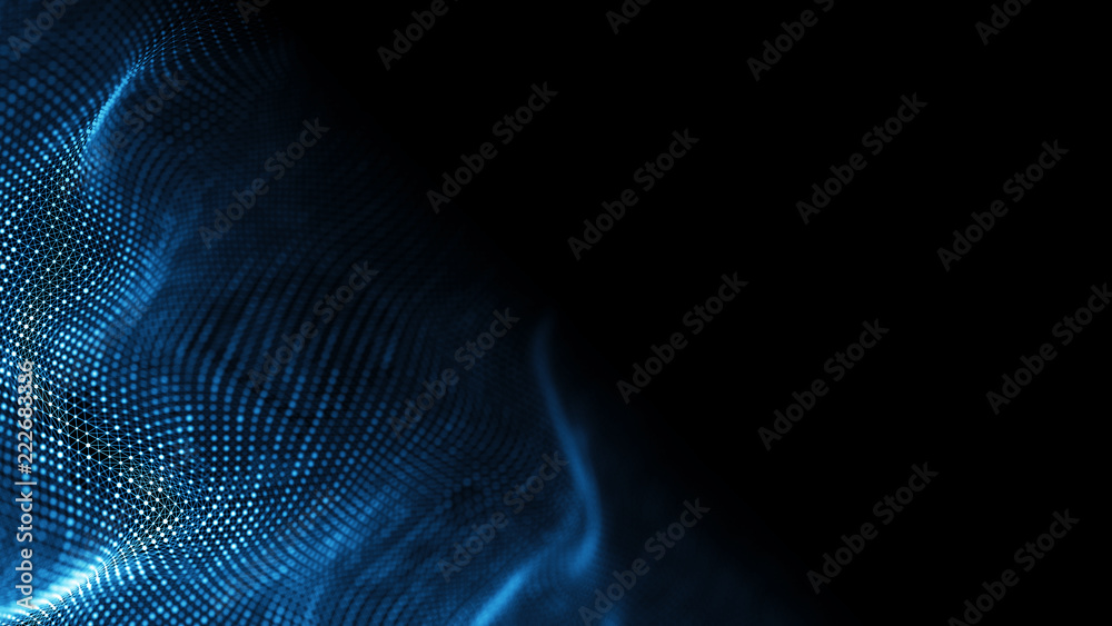 Aufkleber Data technology background. Abstract background. Connecting dots and lines on dark background. 3D rendering. 4k.