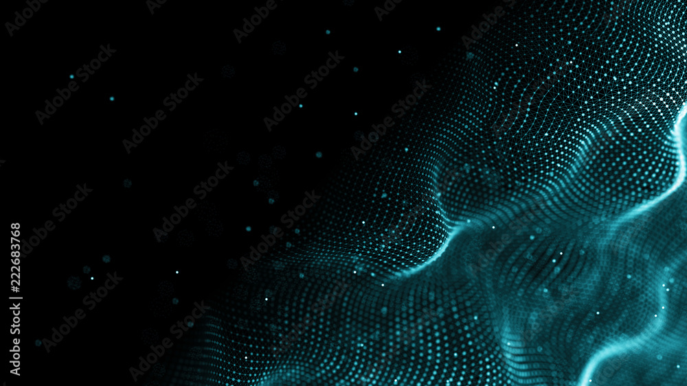 Aufkleber Data technology background. Abstract background. Connecting dots and lines on dark background. 3D rendering. 4k.
