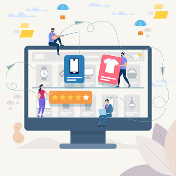 On-line Shopping and Network. Vector Illustration.