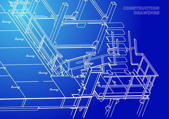Metal constructions. Volumetric constructions. 3D design. Abstract background