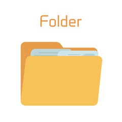 Vector full folder, yellow container for documents