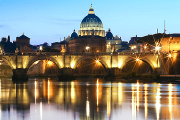 Fototapeta premium Most Świętego Anioła i Bazylika Świętego Piotra, Rzym, Włochy.