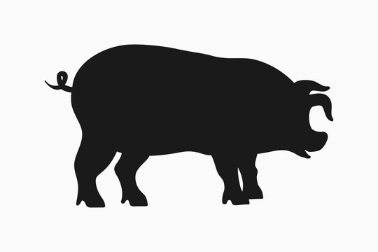 Pig icon. Silhouette of pig isolated on white background. Vector illustration.