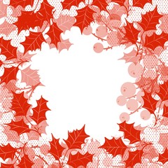 Square format invitiation greeting open frame for Christmas theme, holly, iceskating, mittens, candycanes and snowflakes