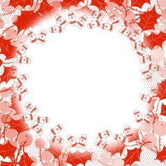 Square format invitiation greeting open frame for Christmas theme, holly, iceskating, mittens, candycanes and snowflakes