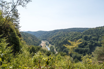 View of the river Wiesent near the cave Oswaldhoehle near Muggendorf, Bavaria