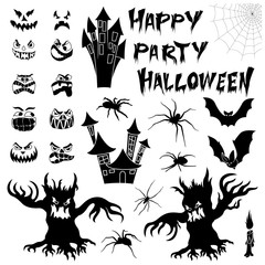 Set for Halloween with silhouettes