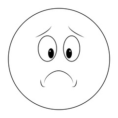Sad chat emoticon in black and white
