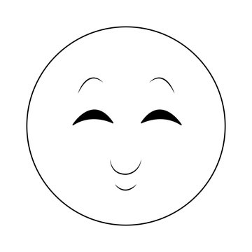 Smiling chat emoticon in black and white