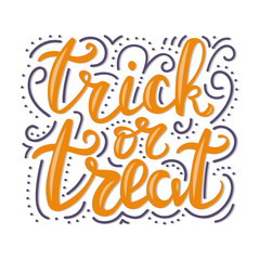Vector greeting card for Halloween celebration. Trick or Treat Lettering.