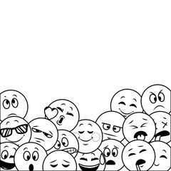 Emoticons frame concept in black and white