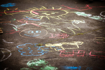 kids drawings on the road