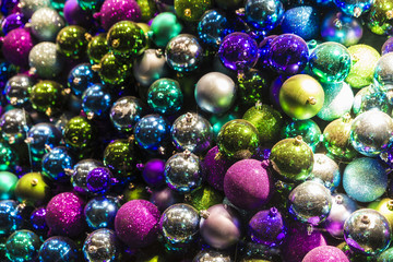 Heap of colorful christmas balls as background