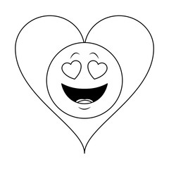Love emoticon in bubble in black and white