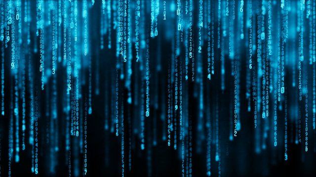 Data technology background. Big data visualization. Flow of data. Information code. Background in a matrix style. 4k rendering.