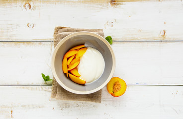 Yogurt and peach