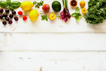 Naklejka na ściany i meble Fruit, vegetables and greens