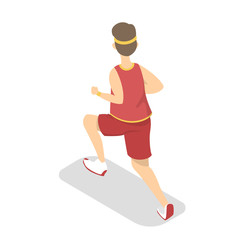 Man in the red sportswear running isometric