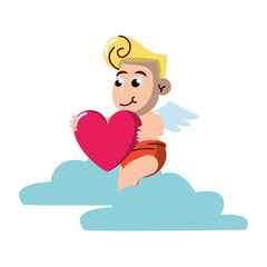 Cupid on cloud with heart