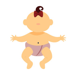 Obraz premium Cute happy baby girl lying top view