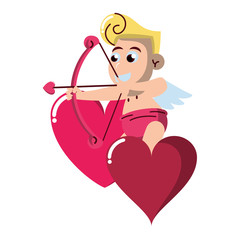 Cupid on hearts with arch