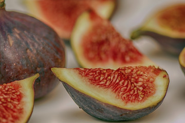 figs sliced on white background
