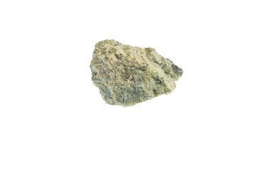 Olivine stone from Italy isolated. Macro shooting.