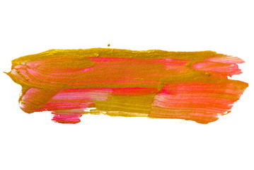 Trendy color with golden paint, hand drawn painting,