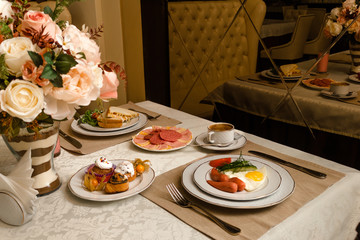 delicious breakfast for two at the luxury hotel