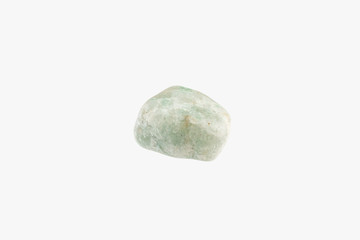 Jadeite raw stone from India isolated. Macro shooting.