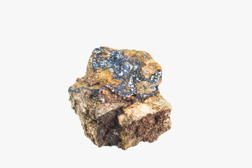 Deep Blue Azurite stone from Morocco isolated. Macro shooting.