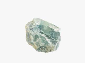 Natural Raw mineral Fluorite from Brazil isolated. Macro shooting.